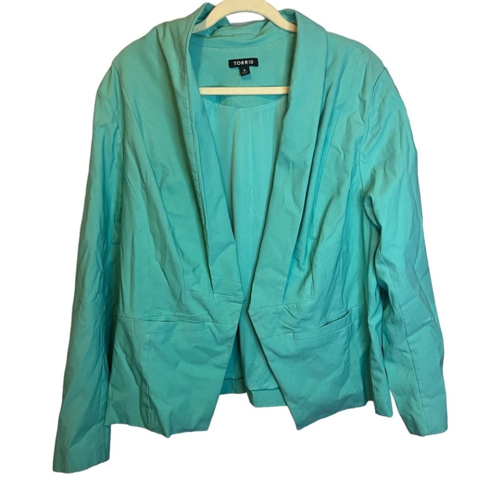 Torrid Blazer Women's Size 3X Office Business Aqua Green Blue